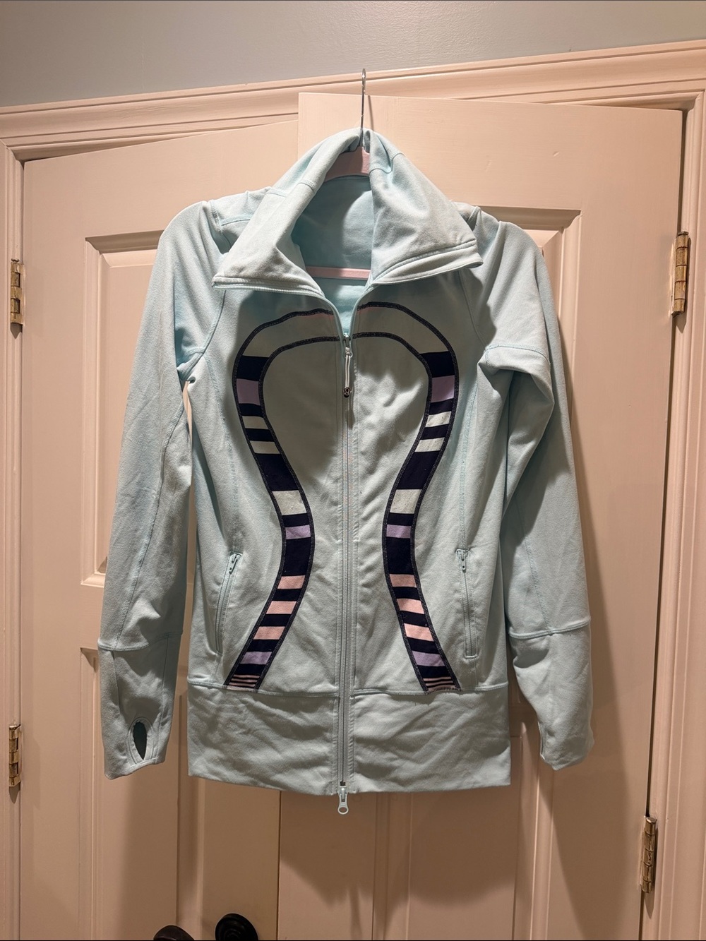 lululemon athletica Mint Full-Zip Jacket with Navy and Lavender Stripes